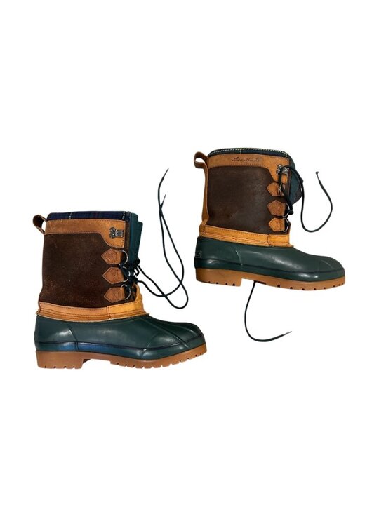 Vintage Eddie Bauer Duck Boots Mens 9.5 Green Waterproof Faux Fur Lined Outdoor main image 11